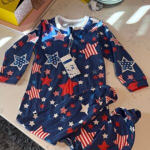Patriotic Stars and Stripes Kids One Piece